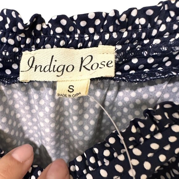 NWT‎ Indigo Rose Navy & White Polka Dot Romper Women's Small - Picture 5 of 12
